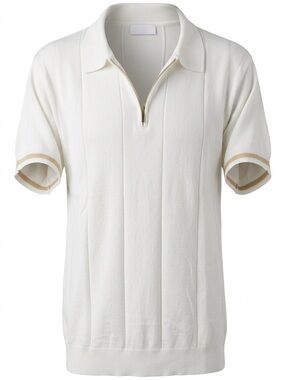 Kerisma White Short-Sleeve Polo with Gold Zip Detail ALL THE SHIRTS FOR $30